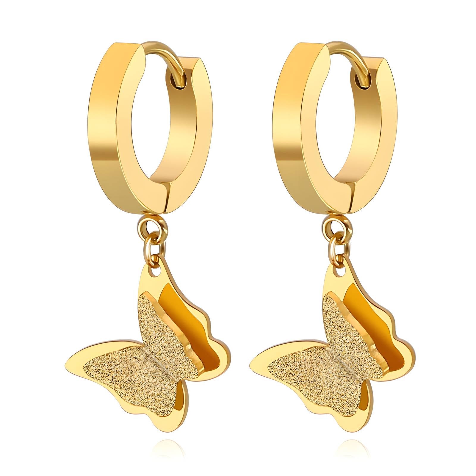 18K Gold Plated Stainless Steel Butterfly Earrings - Elegant & Durable Fashion Jewelry for Every Occasion