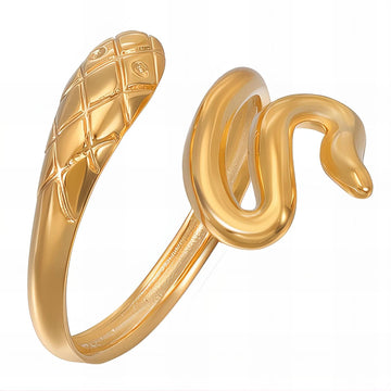 18K Gold Plated Adjustable Snake Ring - Waterproof & Hypoallergenic Jewelry