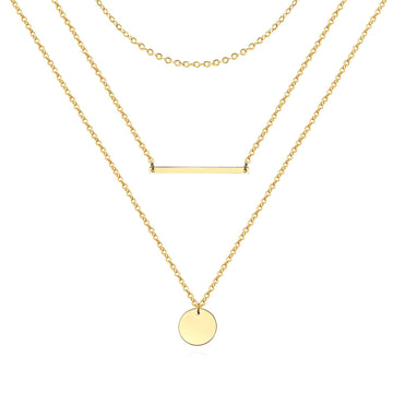 18K Gold Plated Stainless Steel Necklace - Intensity Double Pendant Design, Waterproof & Hypoallergenic