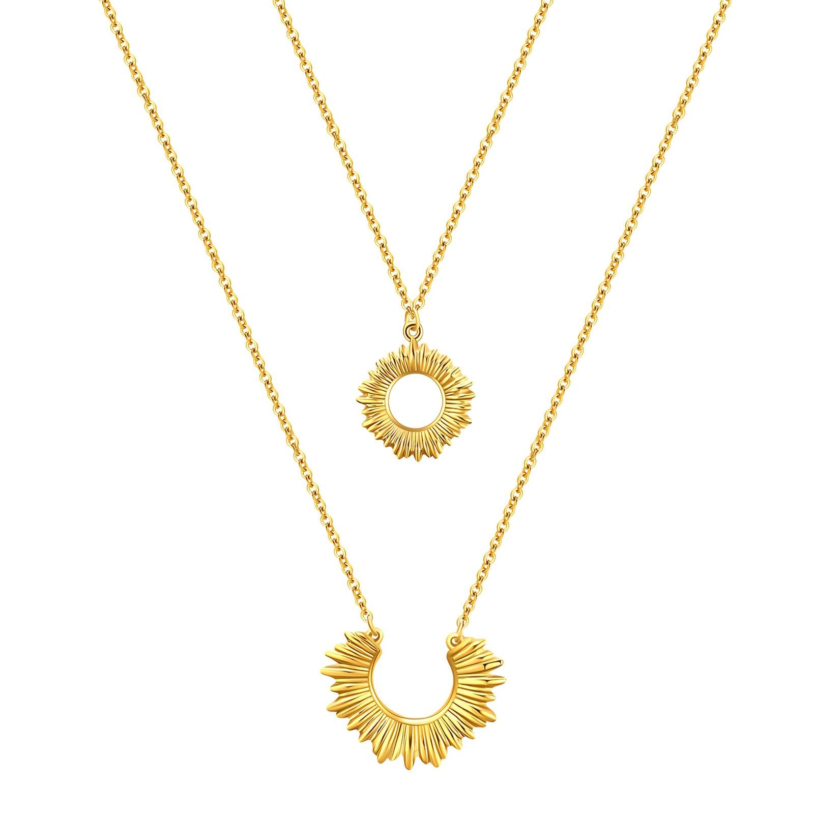 18K Gold Plated Stainless Steel Necklace - Intensity Long Pendant Design, Waterproof & Hypoallergenic