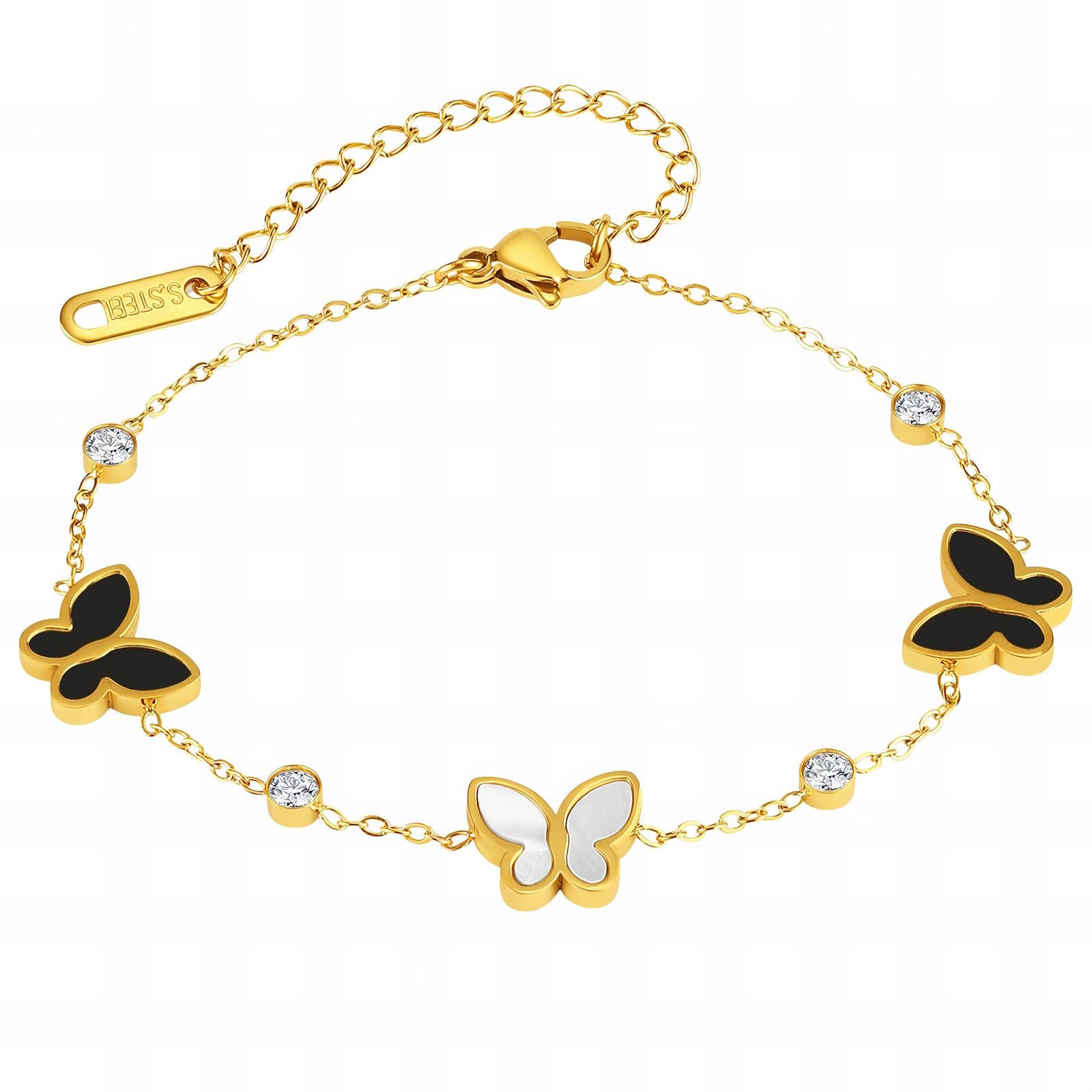 18K Gold Plated Stainless Steel Butterflies Bracelet – Stylish, Durable & Hypoallergenic