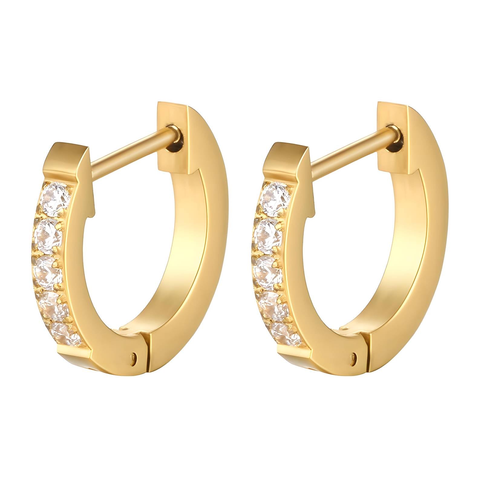 18K Gold Plated Stainless Steel Hoop Earrings - Intensity Design, Hypoallergenic & Waterproof