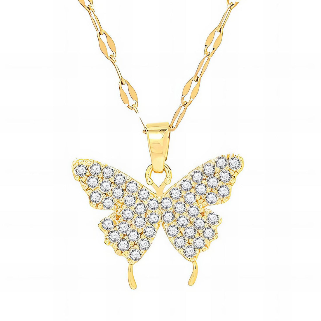 18K Gold Plated Stainless Steel Butterfly Necklace - Elegant and Durable Design