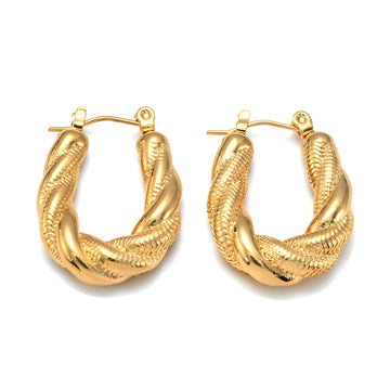 18K Gold Plated Stainless Steel Hoop Earrings - Intensity Style, Hypoallergenic & Durable