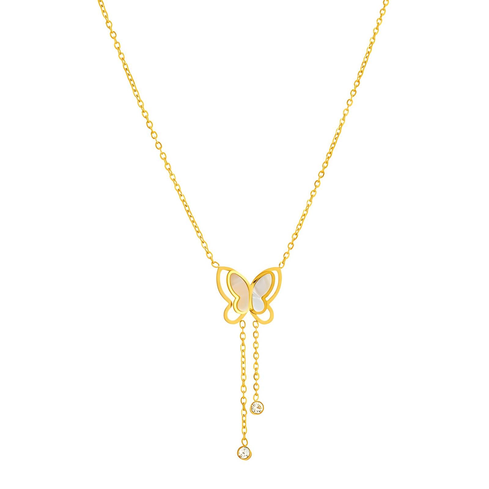 18K Gold Plated Stainless Steel Butterfly Necklace – Hypoallergenic & Waterproof