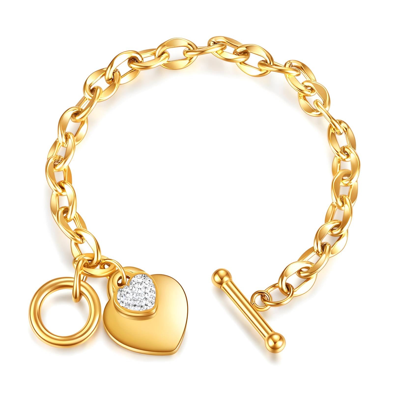 18K Gold Plated Stainless Steel Hearts Bracelet – Stylish, Durable & Hypoallergenic